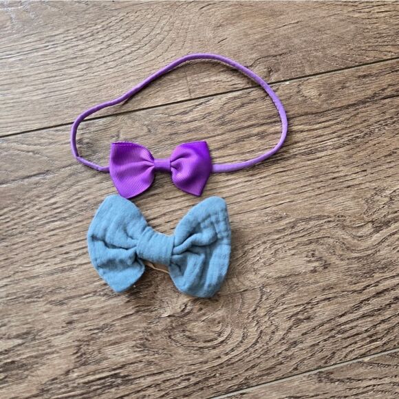 *Free Purple and Gray Baby Bow Headband Set - Picture 2 of 2